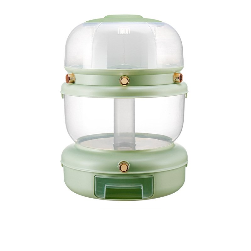 XJH Double Grain Dispenser 360° rotatable cereal box transparent rice bin with 7 individual compartments
