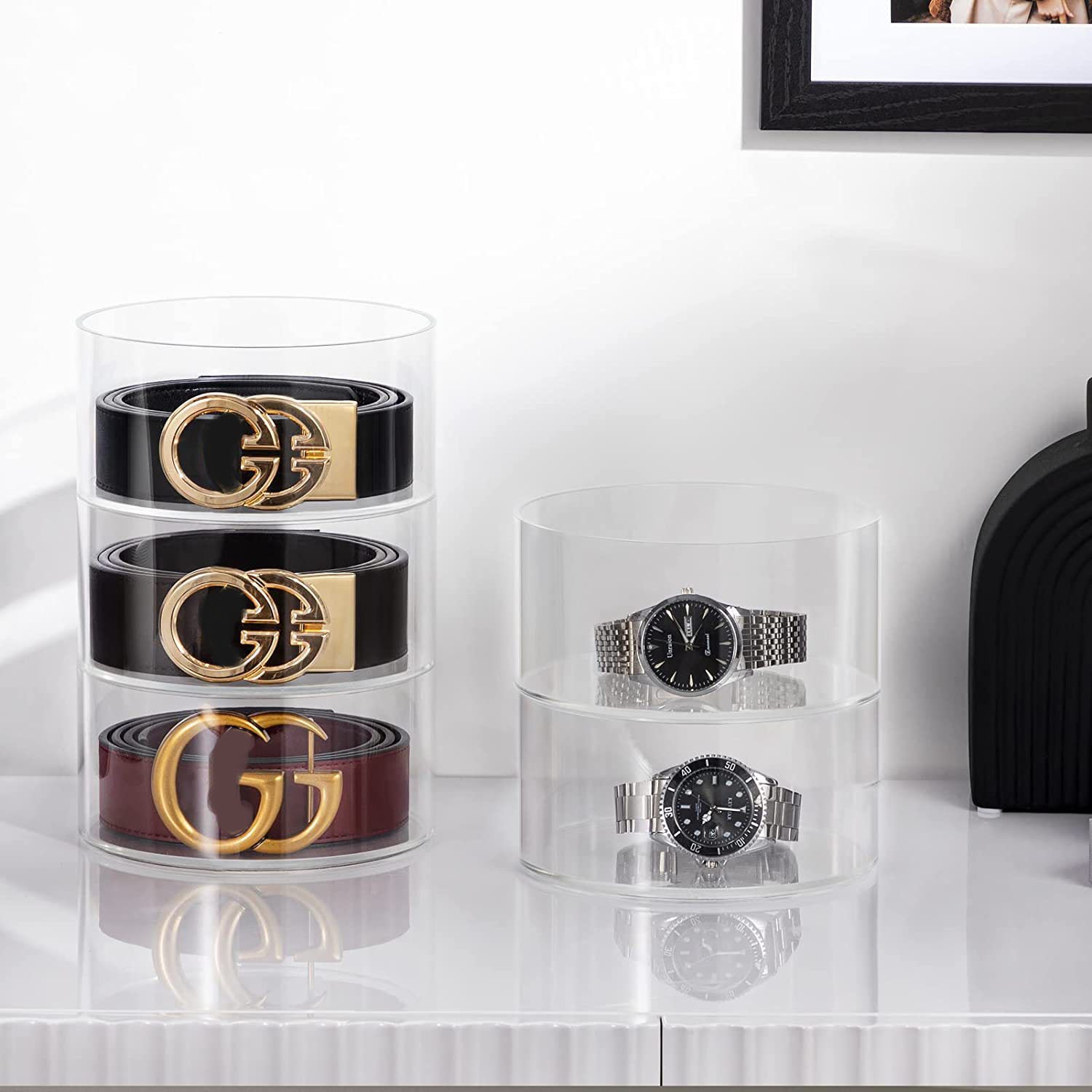 Premium Acrylic Belt Organizer Multi-functional Storage for Belts Jewelry Makeup & Hair Accessories Storage Box Plastic CLASSIC