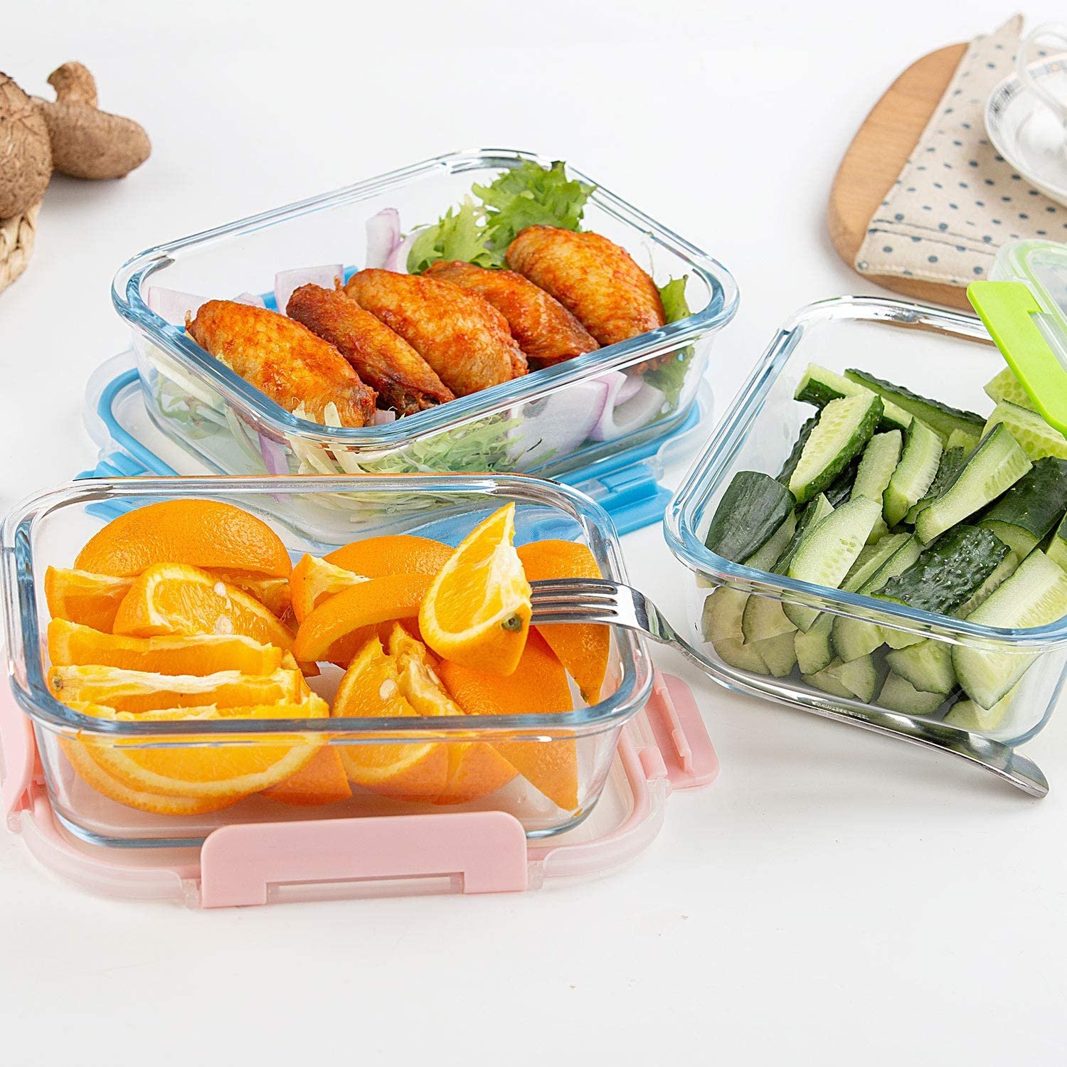 Glass Food Storage Containers Kitchen Meal Prep Containers with Lid Sealed Glass Lunch Boxes