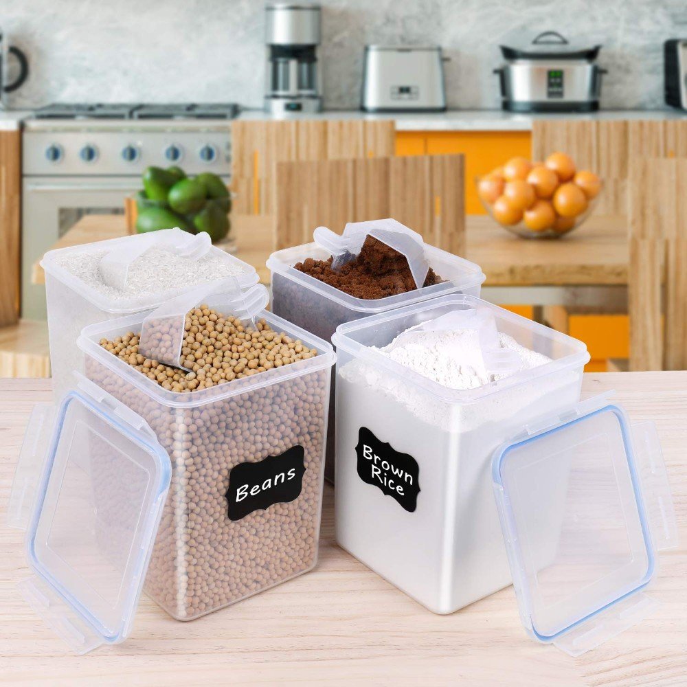 5.2L large BPA free plastic airtight cereal dry food storage container set