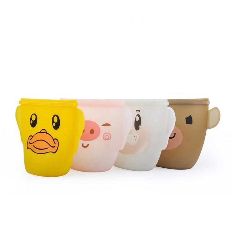 New Design Cartoon Children Snack Pouch Baby Sandwich Snack Container Leakproof Zipper Silicone Food Storage Bags With Zip Lock