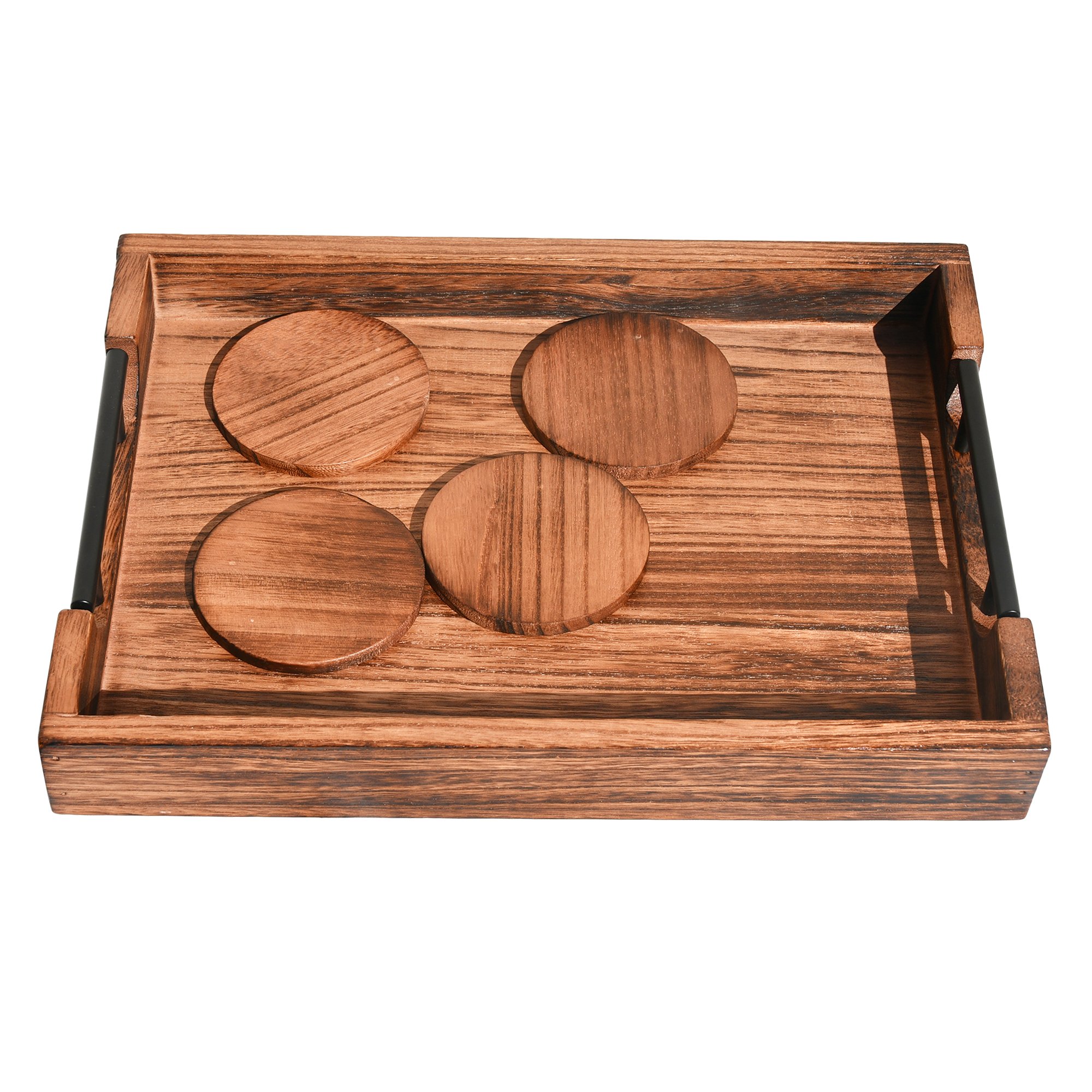 Natural Wooden Serving Tray Wood Trays for Coffee Table Couch Bed For Kitchen