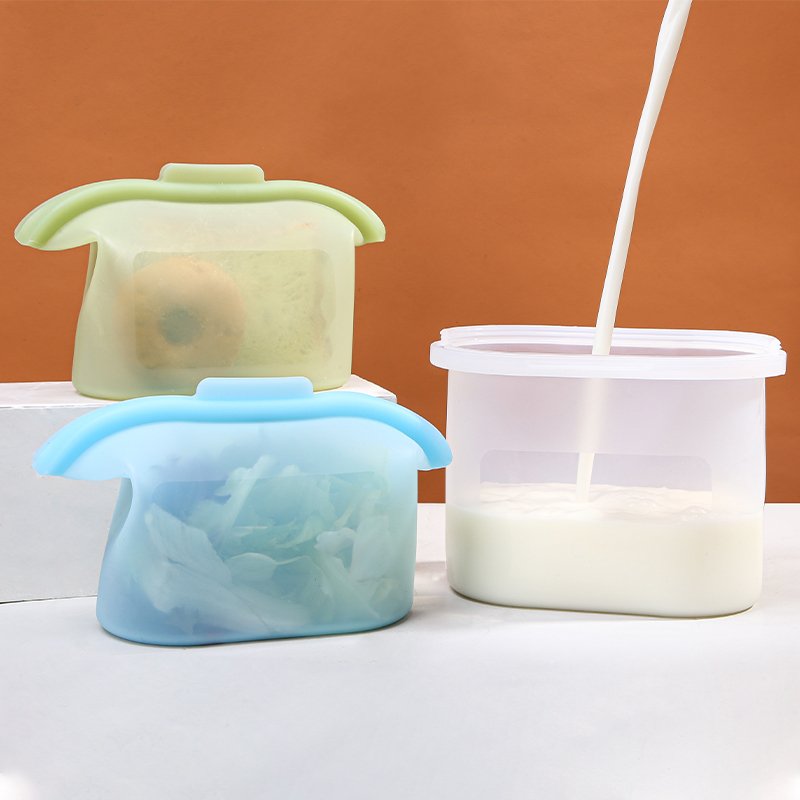 Custom Size Folding Pouch Leak Proof Picnic Sandwich Camp Reusable Breast Milk Silicone Freezer Bags Food Storage Container