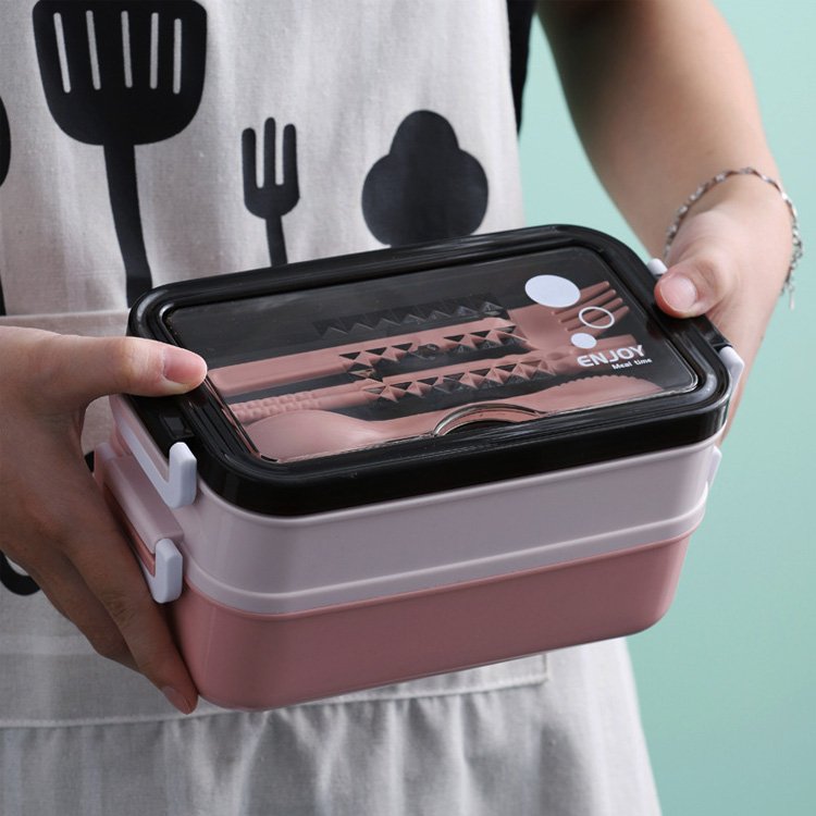 Stackable Airtight Food Storage Container 304 Stainless Steel And Plastic Tiffin Kids Lunch Boxes Bento