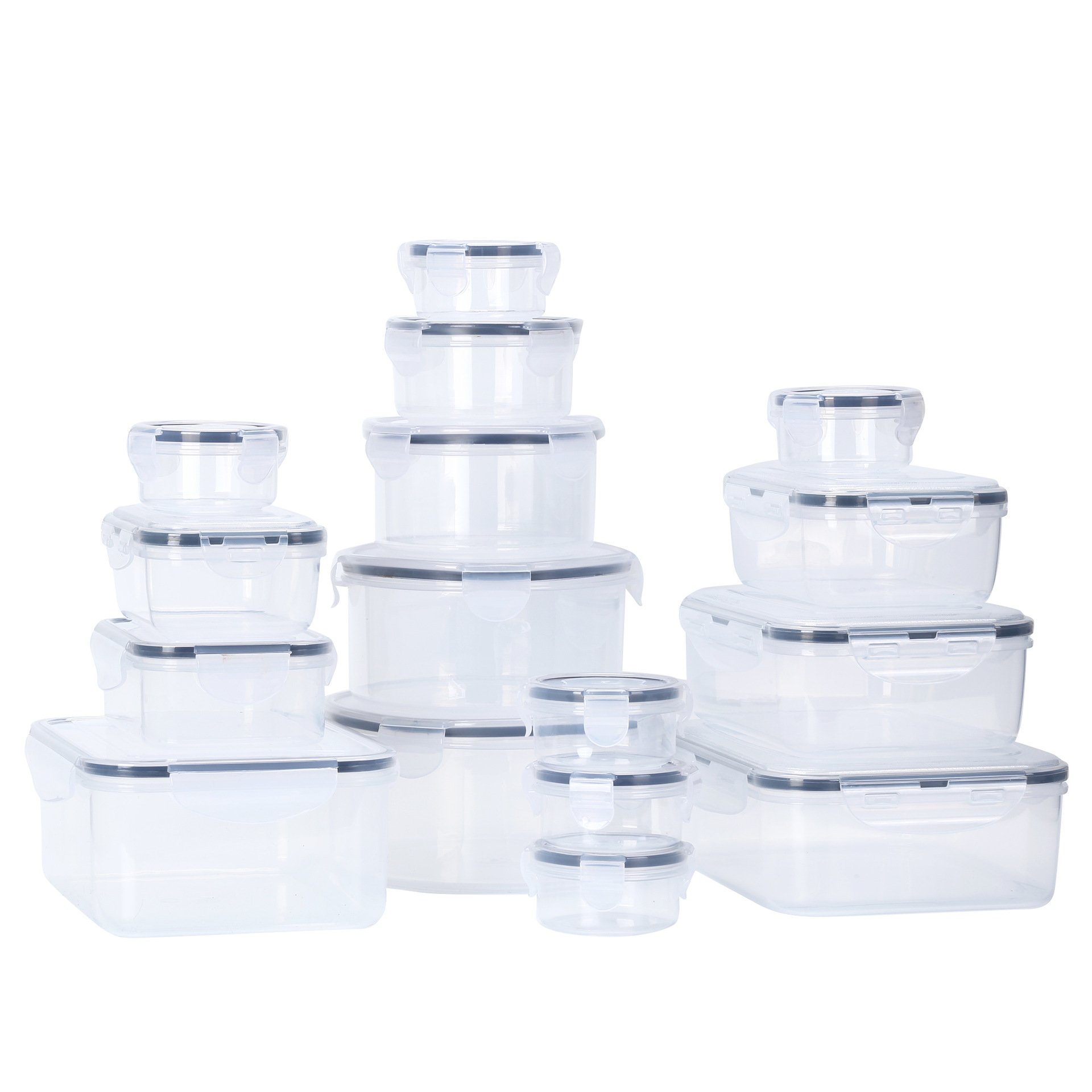 High quality sales 16 pcs set Of Airtight Clear plastic crisper Food Storage Container