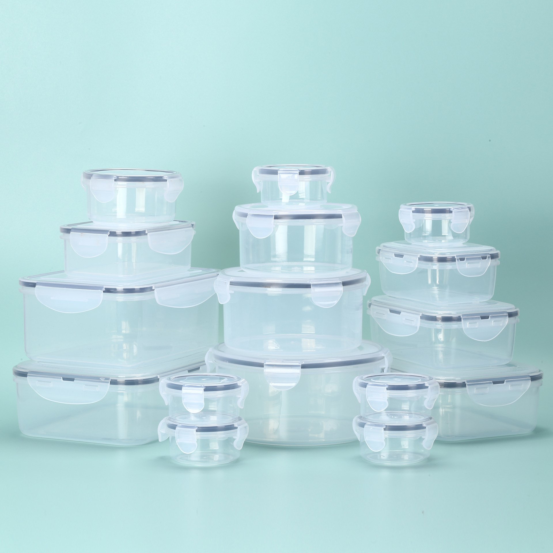High quality sales 16 pcs set Of Airtight Clear plastic crisper Food Storage Container