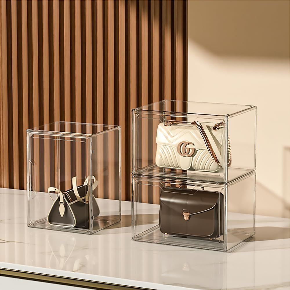 Acrylic fold magnetic side open custom organizer case giant transparent plastic clear sneaker plastic display shoe storage box
