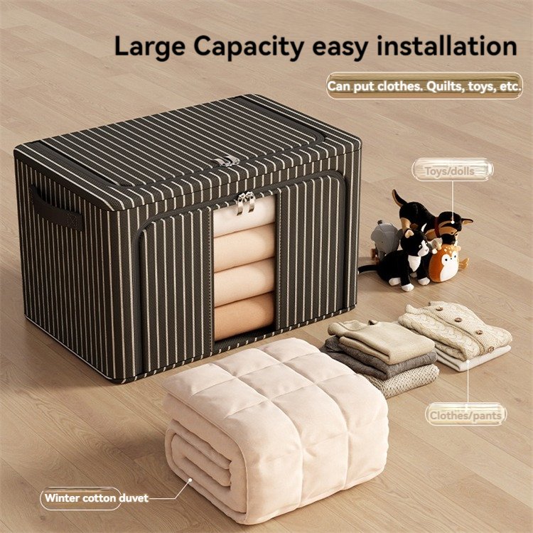 Large Foldable Oxford Cloth Storage Organizer Square Wardrobe Steel Frame Home Storage Organization Clothes Storage Box