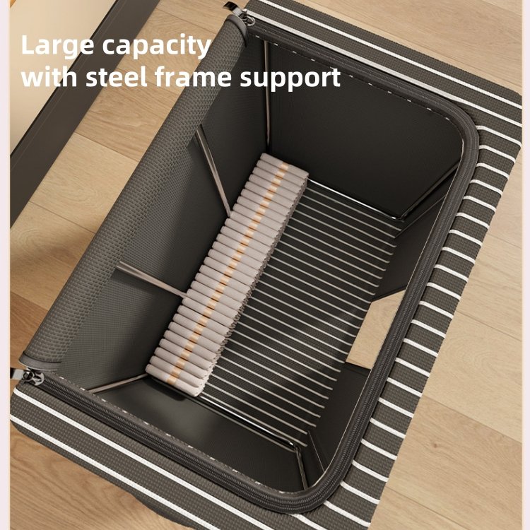 Large Foldable Oxford Cloth Storage Organizer Square Wardrobe Steel Frame Home Storage Organization Clothes Storage Box
