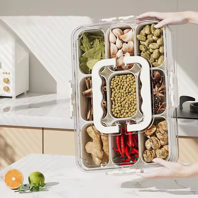 Popular Fridge Storage Box Sealed Plastic Divided With Divider And Lid Serving Veggie Tray Snack Storage Box