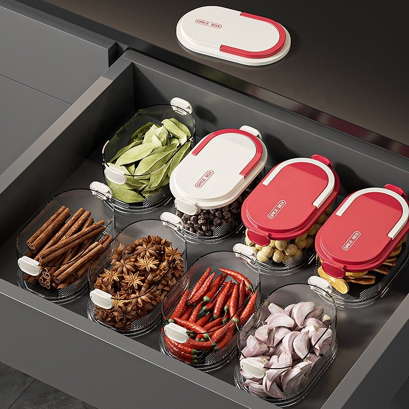 New Home Kitchen Cereal Flour Storage Bins Pantry Organization Pull Out Under Cabinet Airtight Food Spice Storage Containers