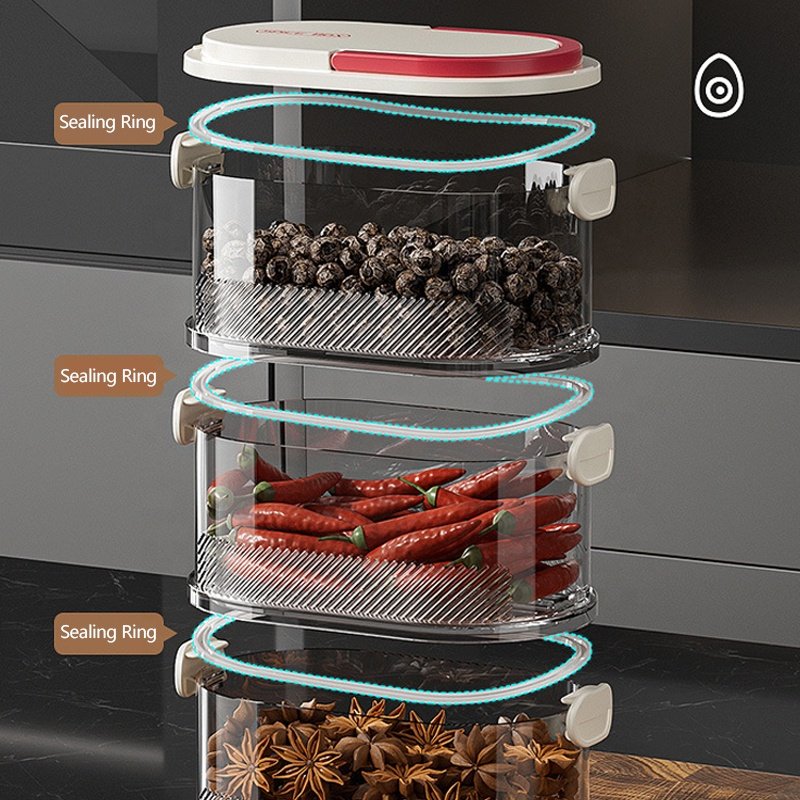 New Home Kitchen Cereal Flour Storage Bins Pantry Organization Pull Out Under Cabinet Airtight Food Spice Storage Containers
