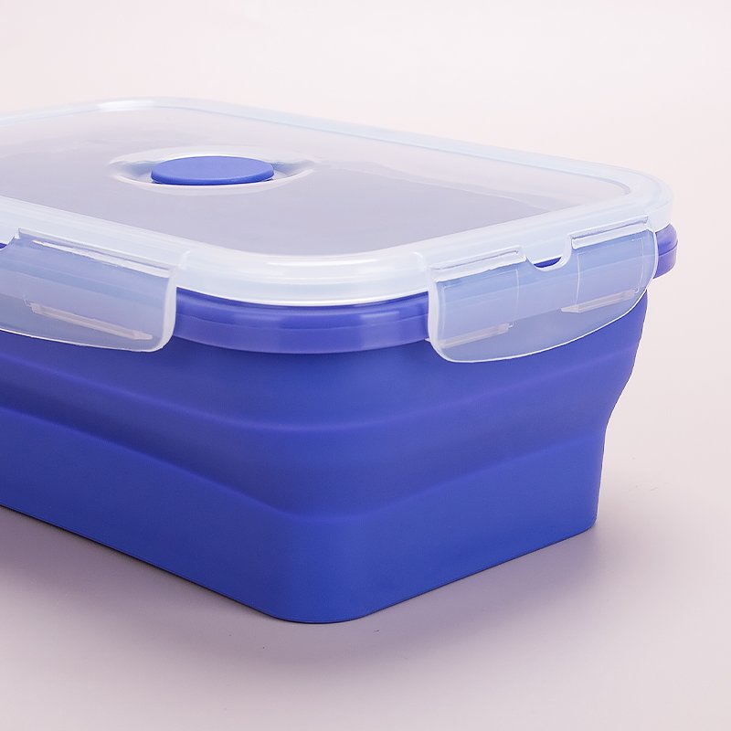 Food Grade Folding Silicone Lunch Box Airtight Lid Collapsible Food Storage Container Silicone Bento Lunch Box
