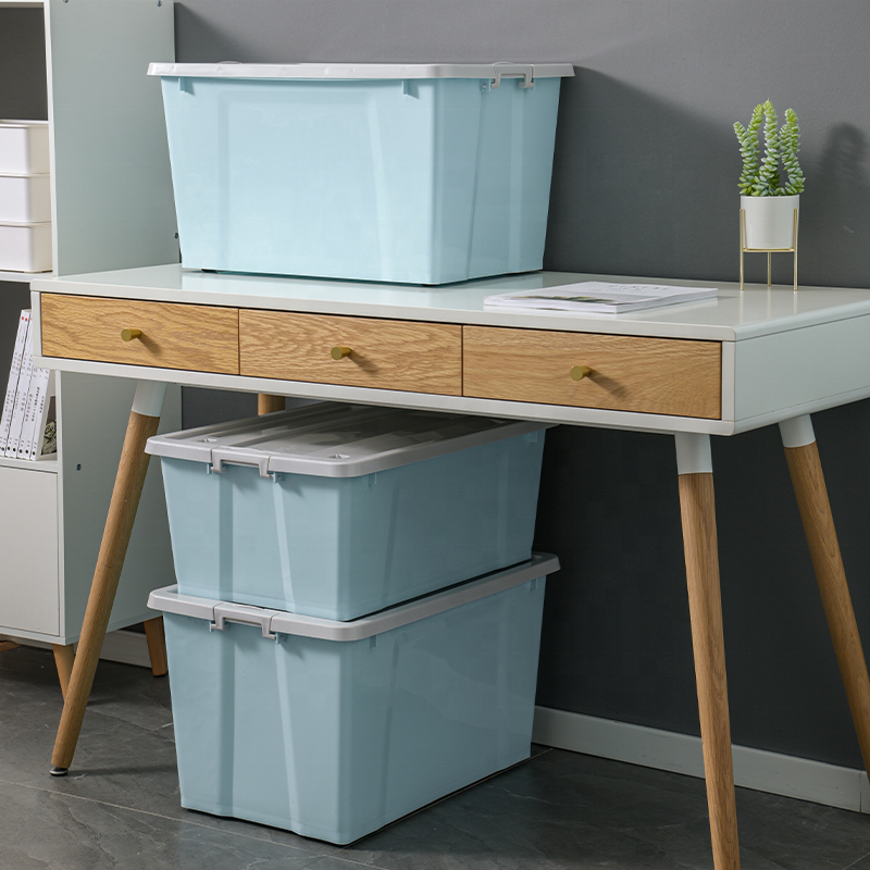 Large Capacity Large Size Box Plastic Storage Box Clear 56L With Tote Bag Clothes Toys Home Plastic Box