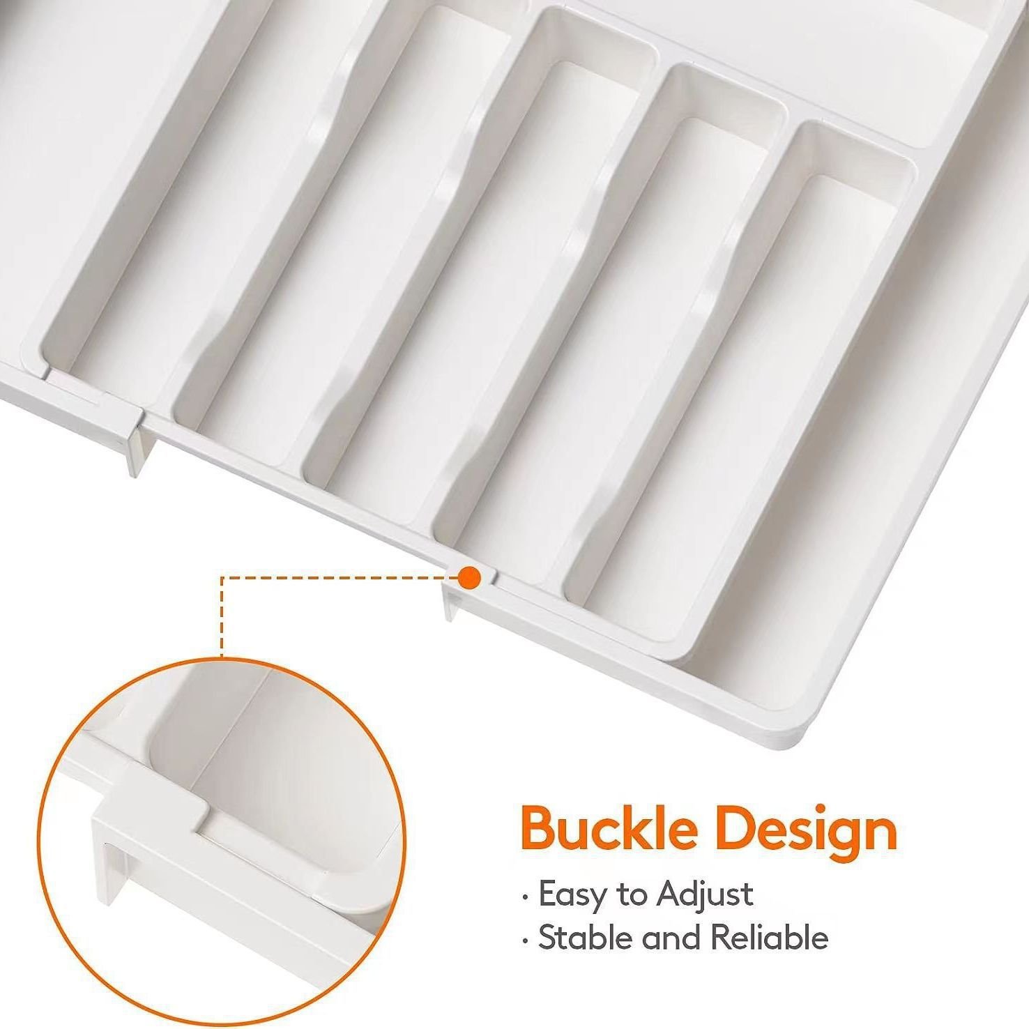 Expandable Cutlery Tray Drawer Storage Knife Fork and Chopsticks Plastic Storage Box Tableware Organizer with 8 compartments