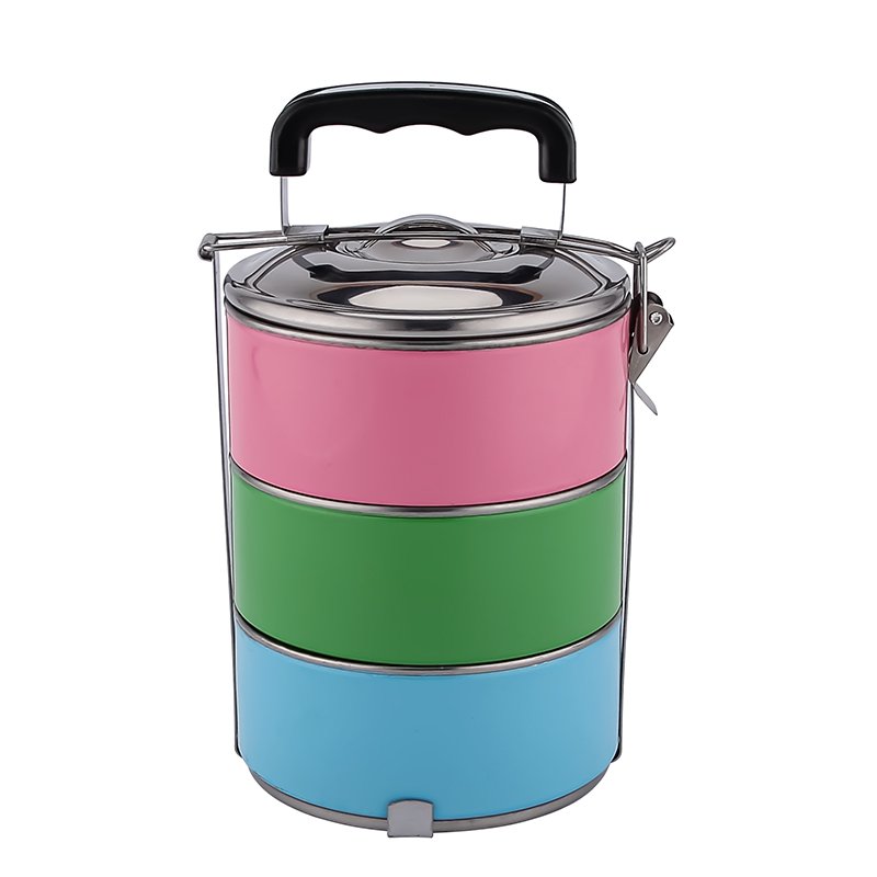 Multi Color 2-5 Layers Stackable Tiffin Lunch Box Food Storage Container Stainless Steel Multi Layers Bento Lunch Box Portable
