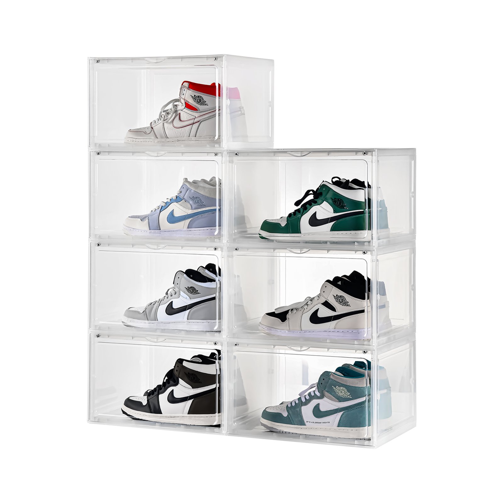 5688 Rectangle collapsible display shoe container transparent portable sneaker organizer plastic shoe storage box for home