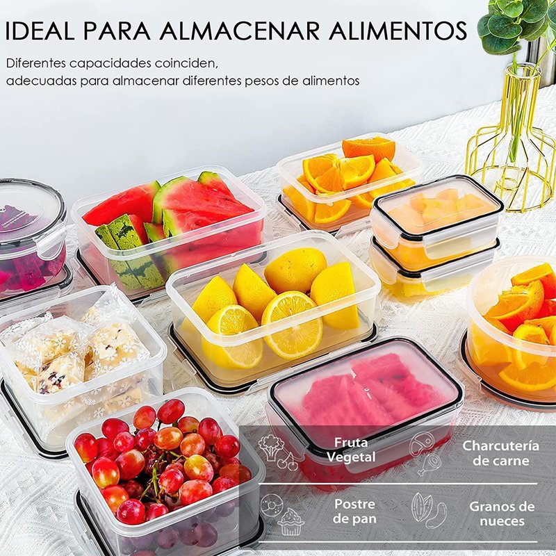 12PCS Food Storage Containers With Sealed Lids BPA Free Easy Snap Lock Plastic Container Set For Kitchen Lunch Box
