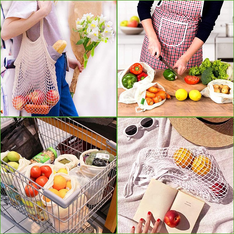 Mesh Produce Bag with Drawstrings Washable Cloth Bag Bulk Food Storage Fruit Bag