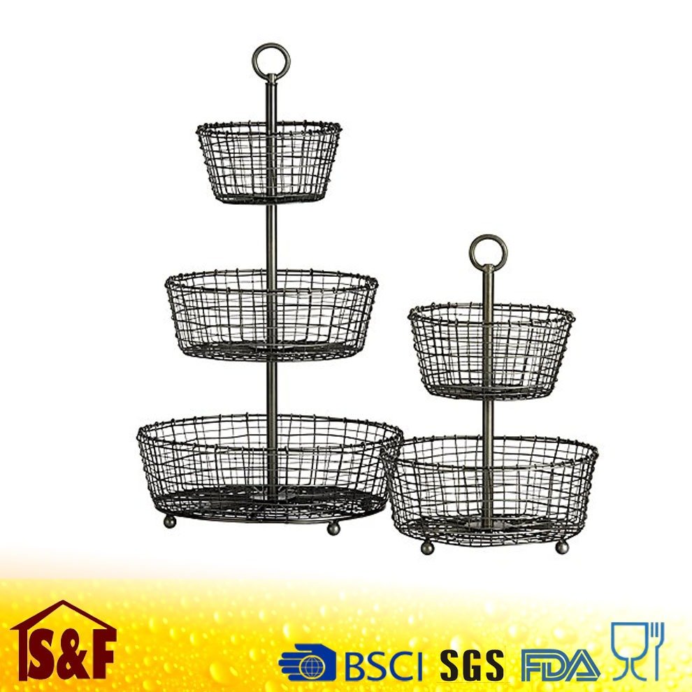 hot selling New high quality Kitchen metal wire vegetable fruit stand storage basket