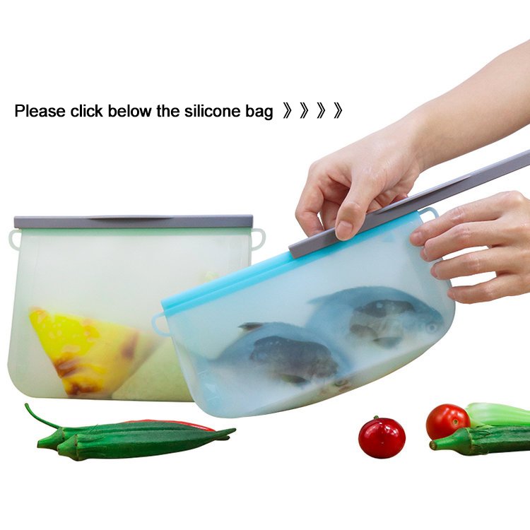 1000ml Fridge Microwavable Dishwasher Safe Zip Lock Stand Up Reusable Kids Snack Silicone Food Storage Silicon Leakproof Bags