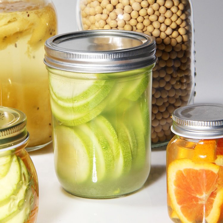 Hot Sale 300Ml 600Ml 750Ml 32Oz Glass Storage Jar Mason Jar With Metal Lid