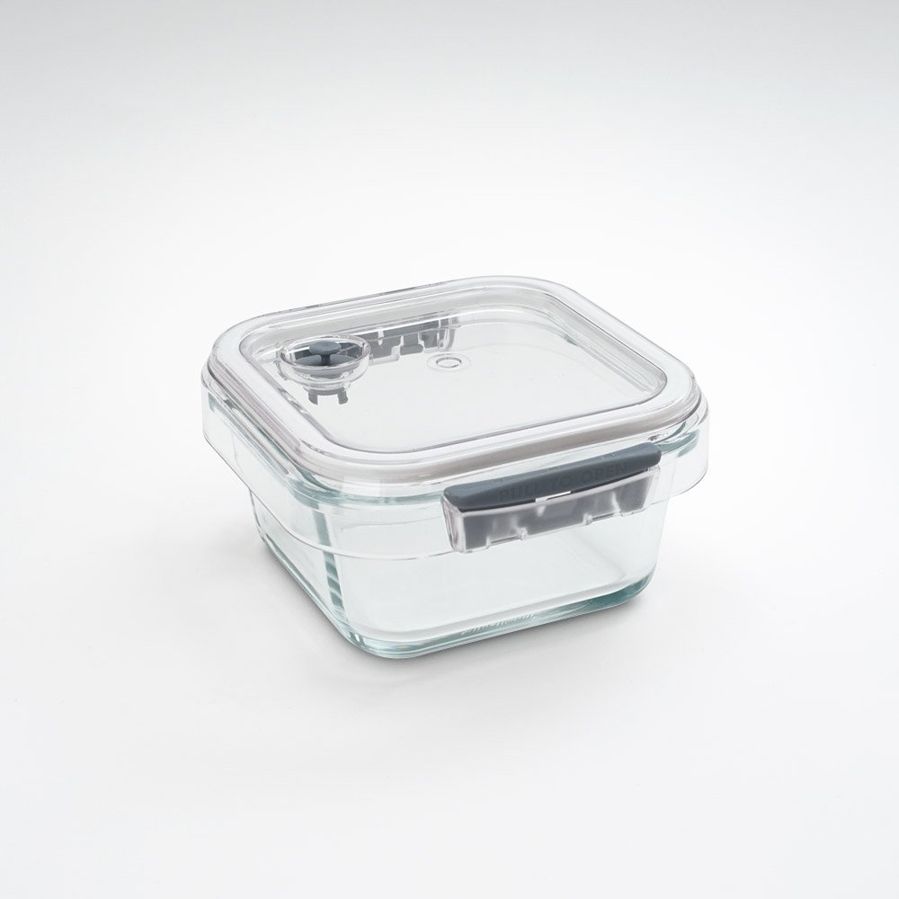 Pantry kitchen Glass Food Storage Container (Square ) Valve Lid 405 mL