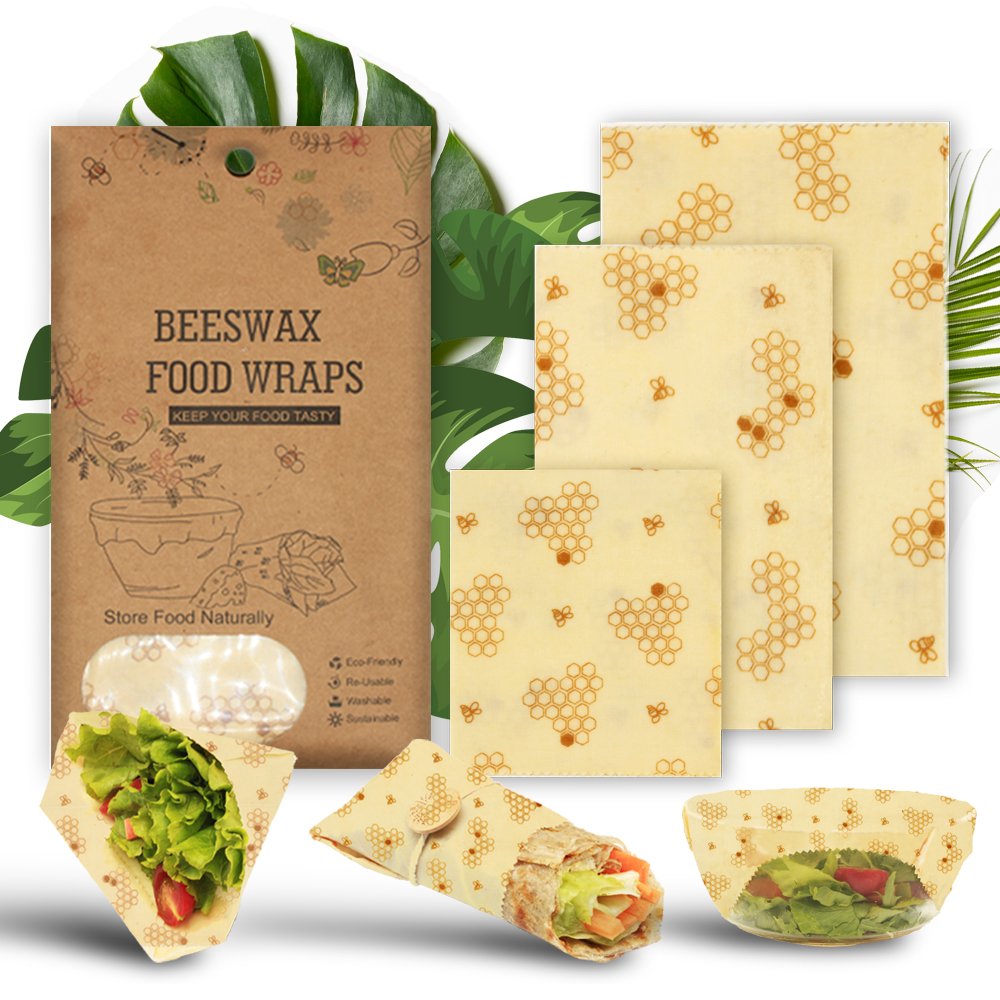 1S 1M 1L Assorted 3pcs honeycomb Reusable Beeswax Food Wraps Sustainable Food Storage Containers, Organic Cotton Food Wraps