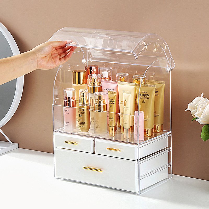 Nordic design cosmetic storage box white drawer skincare storage container for desktop dressers