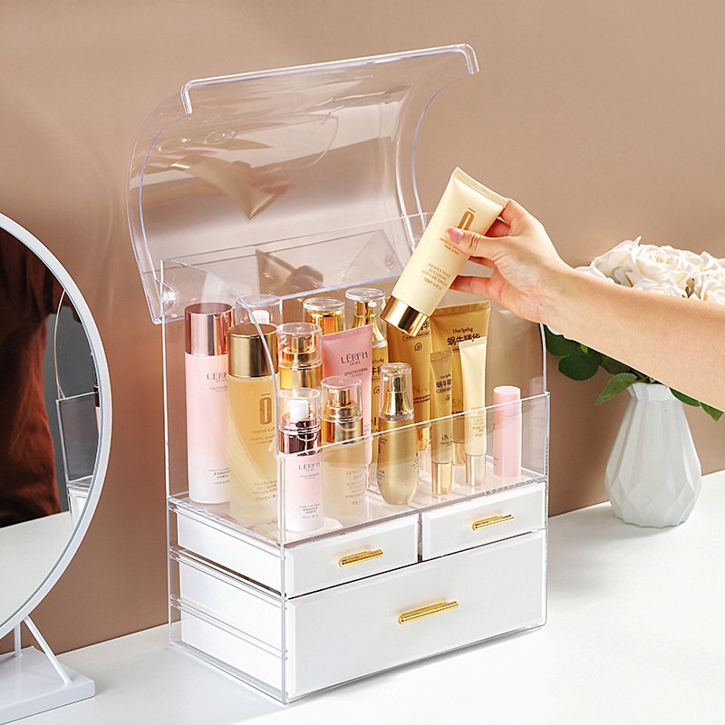 Nordic design cosmetic storage box white drawer skincare storage container for desktop dressers