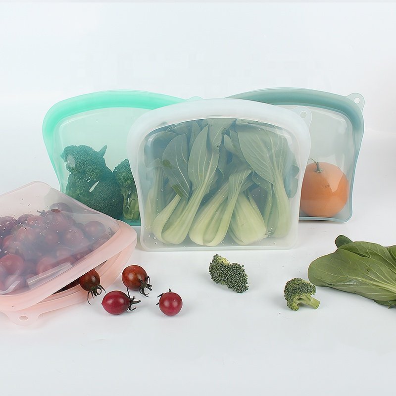 Customizable Microwave Safe Zip Lock Hermetic Airtight Reusable Silicone Food Storage Bag For Kitchen Vacuum