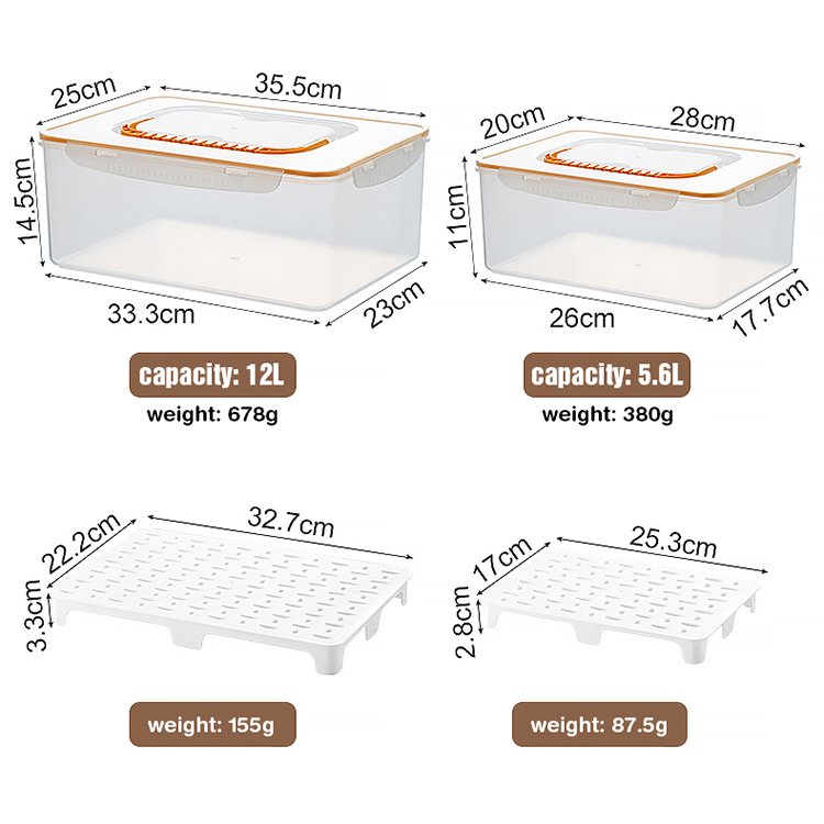 HANGSHAU Portable Storage Box For Picnic Fruit Container With Drain Tray Food Storage Accessories