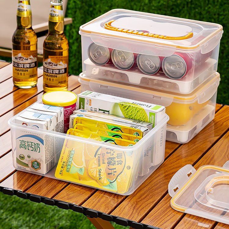 HANGSHAU Portable Storage Box For Picnic Fruit Container With Drain Tray Food Storage Accessories