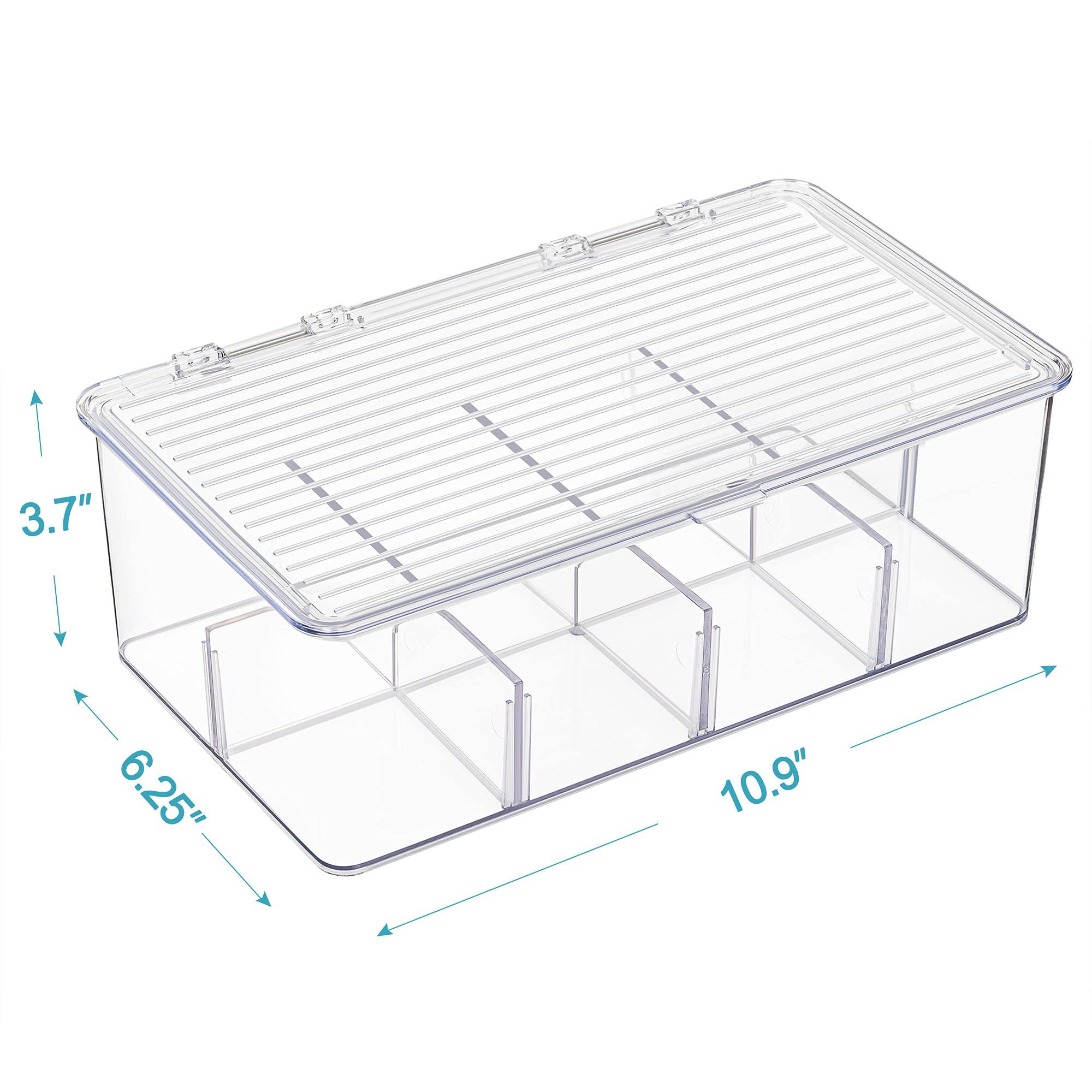 Pantry Plastic Stackable Tea Bag Organizer Storage Bin Box with Lid For Fridge Kitchen