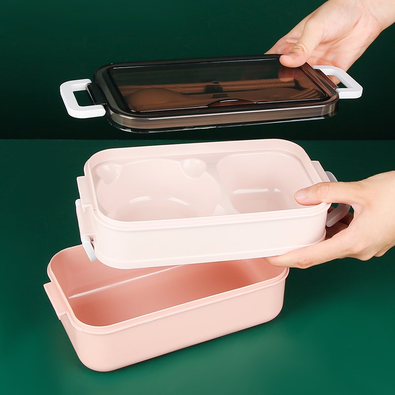 Factory price outdoor office microwave safe heating plastic adult lunch box with spoon Environmentally friendly and degradable