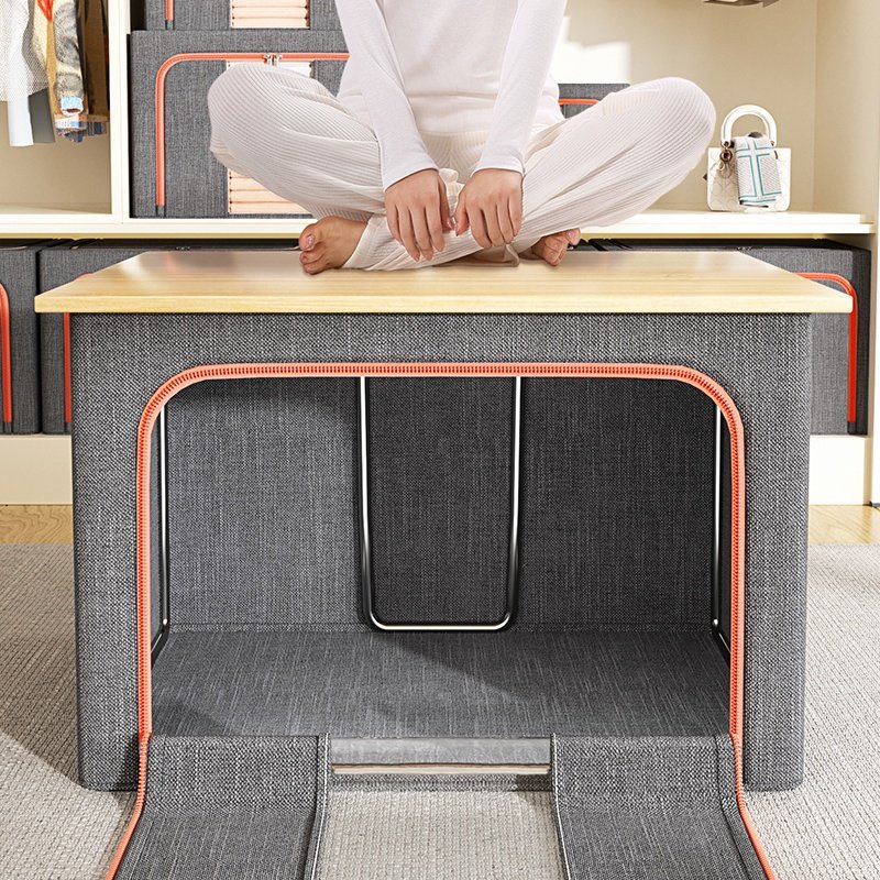 OEM Dust-Proof Folding Fabric Storage Box Steel Frame Customized LOGO Fabric Storage Box Moisture-Proof Clothing Bins Stackable