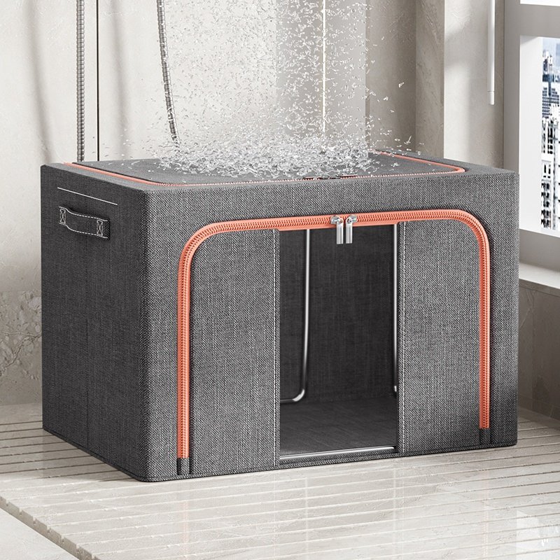 OEM Dust-Proof Folding Fabric Storage Box Steel Frame Customized LOGO Fabric Storage Box Moisture-Proof Clothing Bins Stackable
