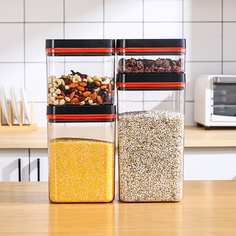 0.75L Plastic Airtight Kitchen Pantry Organizer Snack And Cereal Food Storage Container Box With Pop Button