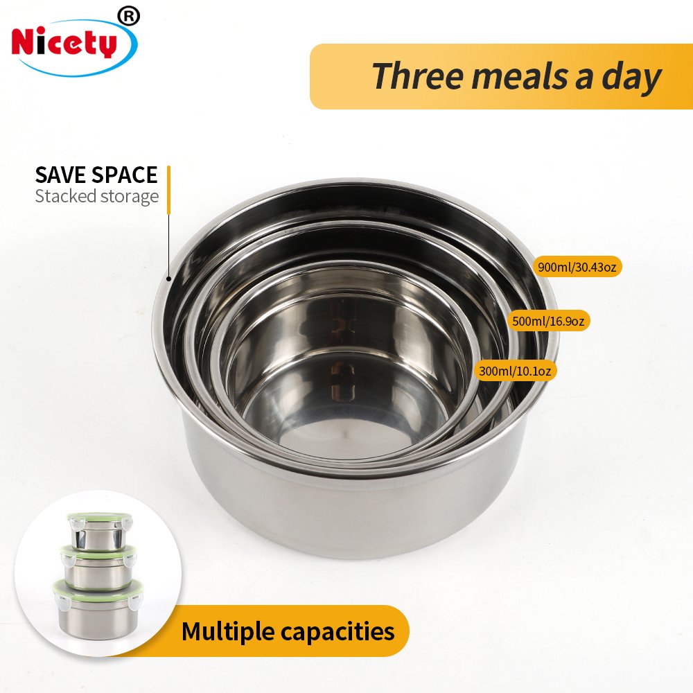 kitchen stackable stainless steel food containers with plastic lid airtight food storage set with lock snacks box for kid