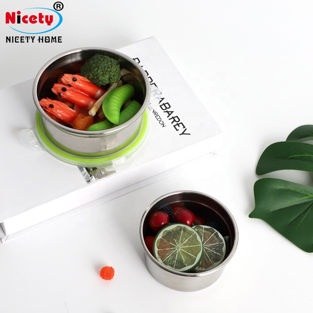 kitchen stackable stainless steel food containers with plastic lid airtight food storage set with lock snacks box for kid