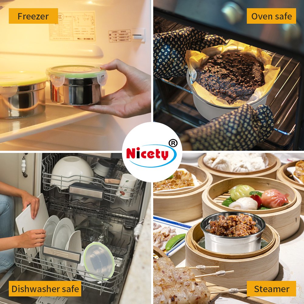 kitchen stackable stainless steel food containers with plastic lid airtight food storage set with lock snacks box for kid