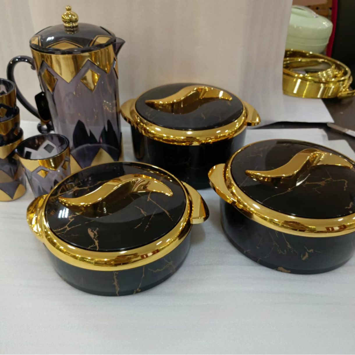 Dubai gold insulated dallah glass inner vacuum flask thermos water coffee pot insulated casserole food warmer
