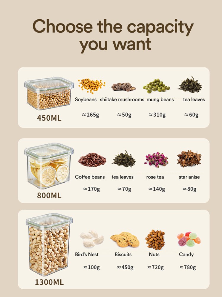 Storage organizer cereal dispenser small 450ML storage bottles & jars kitchen organizer food storage container with lids