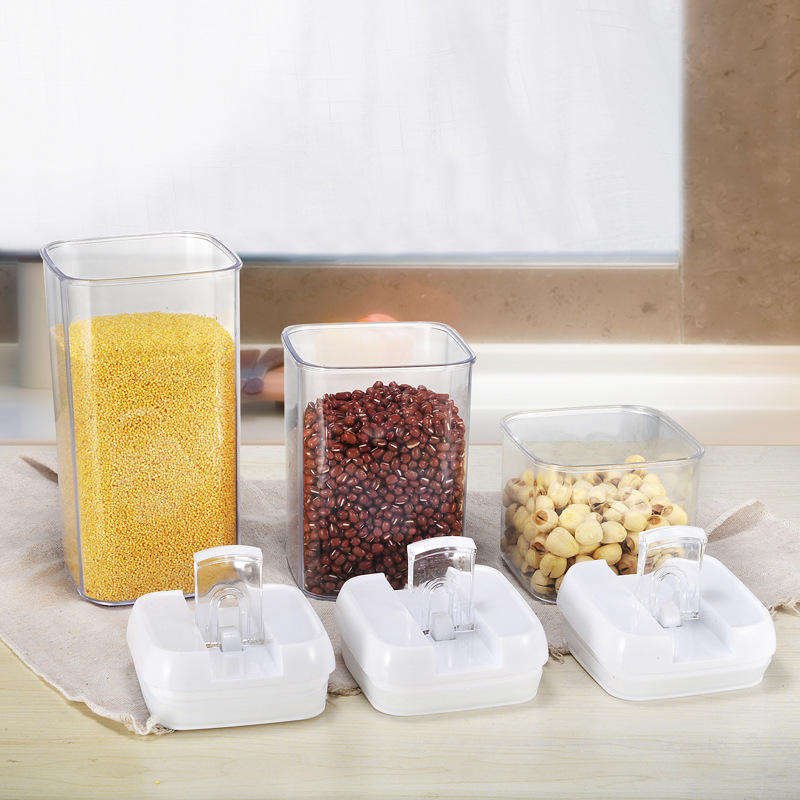 Factory 6 Piece Plastic Air Tight Food Storage Container Box Set Of Safe Canister Spice Airtight Accessory With Lid For Kitchen