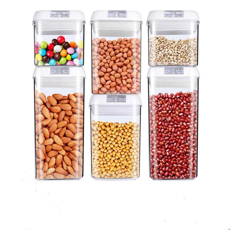 Factory 6 Piece Plastic Air Tight Food Storage Container Box Set Of Safe Canister Spice Airtight Accessory With Lid For Kitchen
