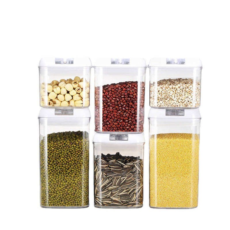 Factory 6 Piece Plastic Air Tight Food Storage Container Box Set Of Safe Canister Spice Airtight Accessory With Lid For Kitchen