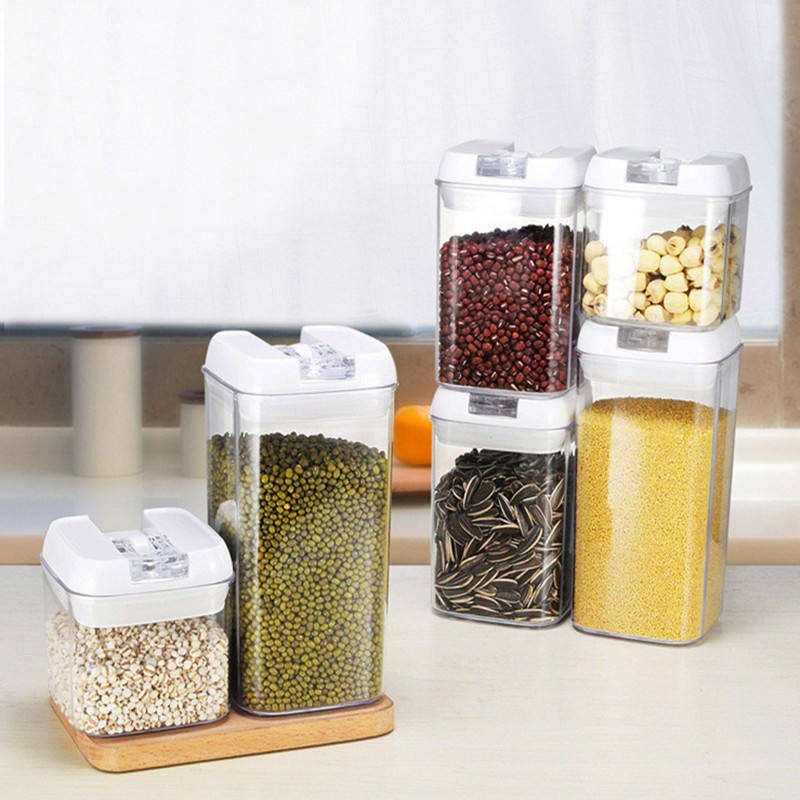 Factory 6 Piece Plastic Air Tight Food Storage Container Box Set Of Safe Canister Spice Airtight Accessory With Lid For Kitchen