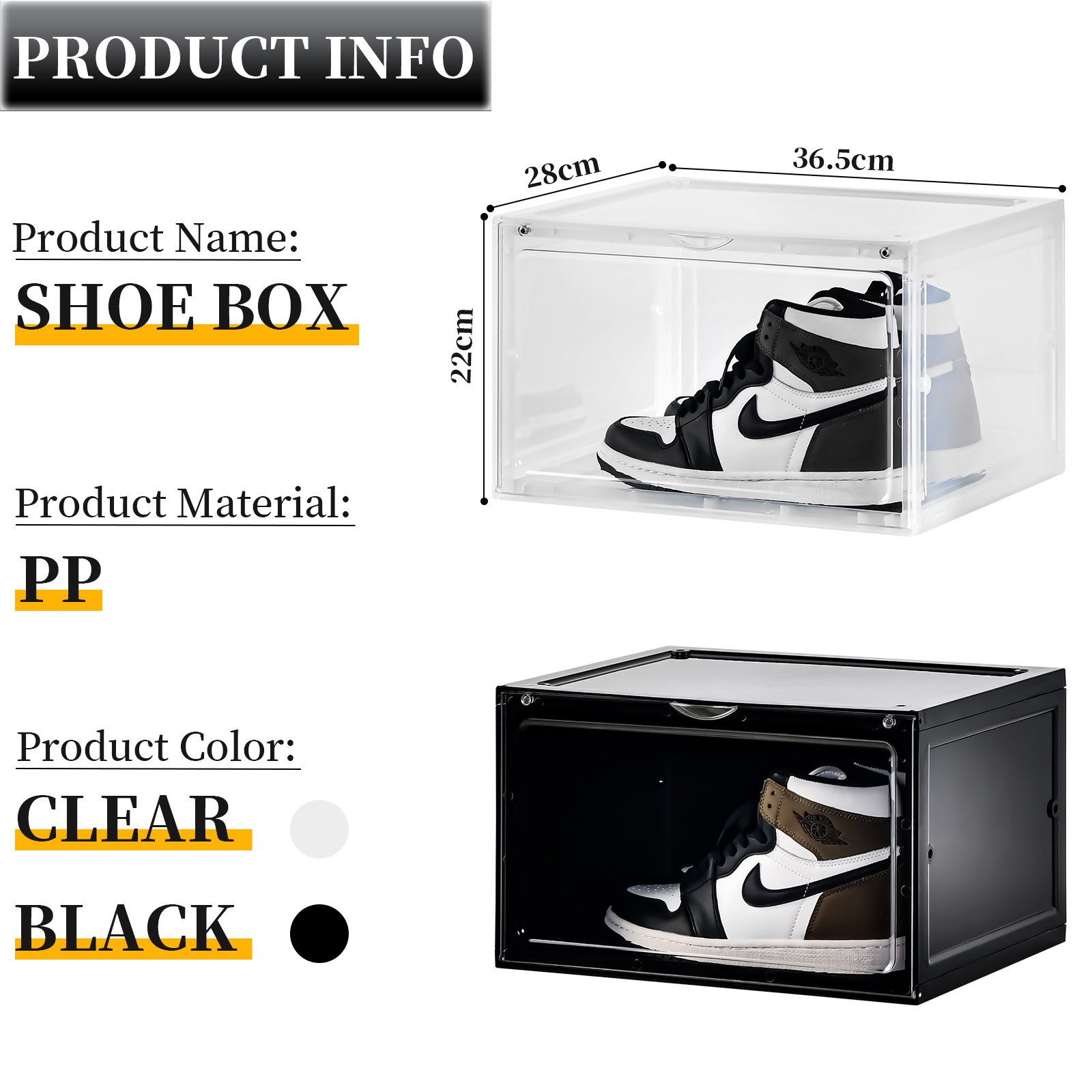 5688 Products China wholesale shoes storage box plastic acrylic mini clear black folding shoe box magnetic