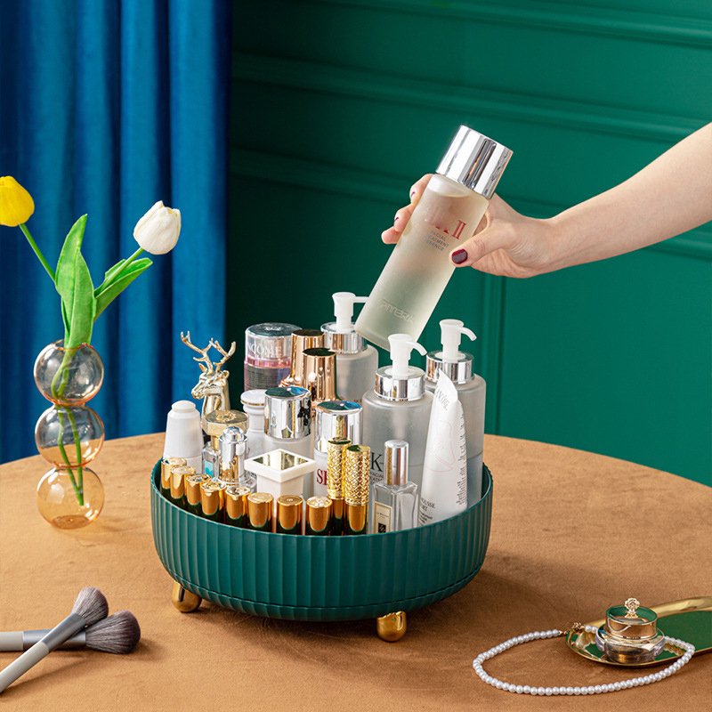 Hot Sale Cosmetic acrylic storage box 360 degree rotating acrylic storage tray plastic food storage organizer 4 tray fruit
