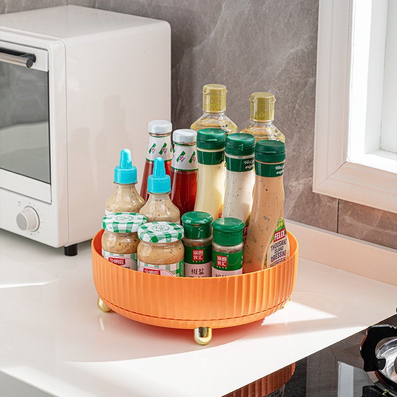 Hot Sale Cosmetic acrylic storage box 360 degree rotating acrylic storage tray plastic food storage organizer 4 tray fruit